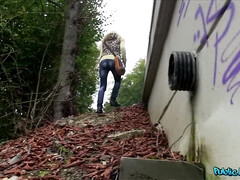 Blonde, Sucer une bite, Bus, Européenne, Argent, De plein air, Pov, Réalité