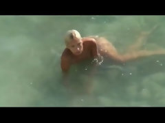 Leie, Strand, Blondine, Paar, Nudist, Realität, Spion, Spanner
