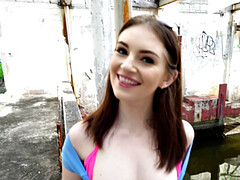 Beauty With Big Bush Has Outdoor Sex