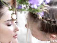 デカパイ, 茶髪の, 自家製, レズビアン, オッパイの