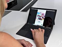 デカチン, デカパイ, ブロンド, フェラチオ, イく瞬間, Hd, ラフ
