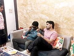 18 ans, Couple, Famille, Partouze, Indienne, Chatte, Rugueux, Plan cul à trois