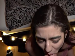 Real newbie pulled giving brain and gagging on cock