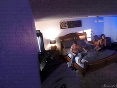 Américain, Cul, Chambre à dormir, Hôtel, Embrassement, Léchez, Chatte, Voyeur