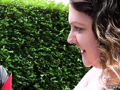 Stranger fucks busty plumper after hot blowjob