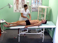 Mamada, Médico, Masaje, Músculo, Enfermera, Oficina, Voyeur, Mojado
