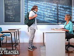 Professor Dee Williams helps are student focus... on her huge tits and wet pussy