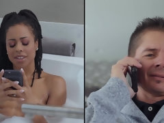 Salle de bains, Tromperie, Noir ébène, Femme au foyer, Interracial, Seins naturels, Nénés, Épouse