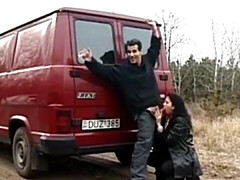 Braunhaarige, Auto, Paar, Aufs gesicht abspritzen, Deutsch, Öffentlich, Realität, Rau