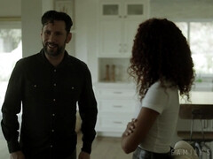 舐める尻, フェラチオ, 茶髪の, 浮気者, 開帳, キス, キッチン, レザー