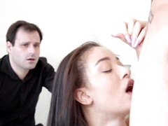 Pijpbeurt, Bruinharig, Hondjeshouding, Sperma in gezicht, Hd, Natuurlijke tieten