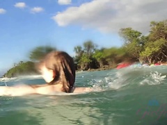 Plage, Blonde, Poupée, Petite amie, Nue, Pov, Public, Nénés