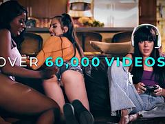 GIRLSWAY - Lesbian Strangers Sophia Burns  Ashlyn Peaks Hide Together From Weird Guy At Party