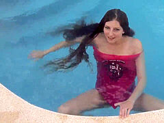 Sabrina Deep Plays in the Pool