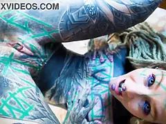TATTOO ANAL gape loving girl CUMPLAY
