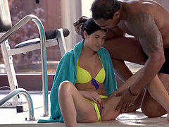 BLACK4K. Swimming coach with phat cock fucks super-cute nubile lassie