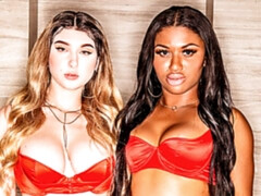 デカパイ, 黒人, ブロンド, フェラチオ, バック, 女 人男 人, 手コキする, 淫乱熟女