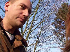 Sperma in mond, Duits, Harig, Ondergoed, Buiten, Roodharige vrouw, Slet