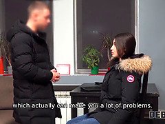 Debt4k. teenager debt collector is fortunate to fuck the sexy nightclub chief