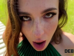 Kont, Diep in de keel, Hd, Natuurlijk, Tepels, Nylonstof, Buiten, Kousen