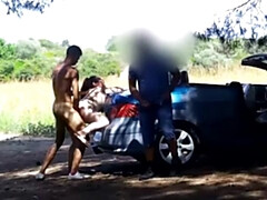 18 años, Verga grande, Tetas grandes, Estilo perrito, Sexo duro, Al aire libre, Público, Español