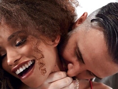 Black cutie Cecilia Lion boned in the living room