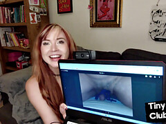 Inked ginger femdom ridiculing small cock