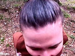Hot Russian Wife Gives Wild Blowjob in Forest - Homemade POV Sex
