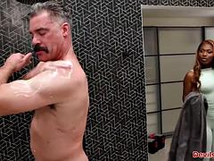 Grosser schwanz, Schwarz, Blasen, Schwarz, Behaart, Interrassisch, Massage, Öl