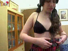 Spanish, schoolgirl, faux-cock