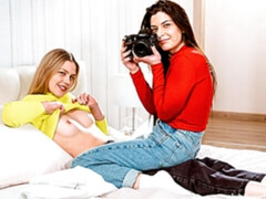 Embrassement, Lesbienne, Léchez, Lingerie, Masturbation, Chatte, Dénudage, Nénés