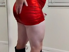 Sexy Maddie in a hot red dress