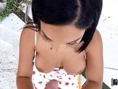 Большой член, Минет, Брюнетки, Платье, На природе, От первого лица