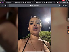 Grote mammen, Latijnse vrouw, Masturbatie, Tieten likken