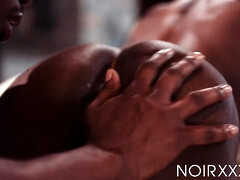 Dark skinned dudes DeAngelo Jackson and Jordan Jameson spend bareback time together