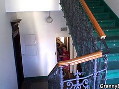 Busty 70 yo granny giving head before cock riding