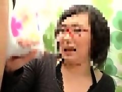 Enthousiasteling, Aziatisch, Naakte man aangeklede vrouw, Handbeurt