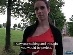 Wannabe Brunette Model Bounces On Stranger's Dick In Public