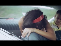 黒人, 茶髪の, 車, カップル, フランス人, アウトドア, パンティ, レトロ
