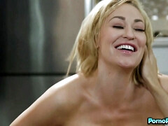 デカパイ, ブロンド, カップル, チン, ラティーナ, オマンコ, オッパイの, 妻