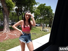 Amateur, Morena, Autobús, Al aire libre, Sexo soft