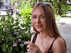 A busty babe get picked up on the street and fucked in public POV style