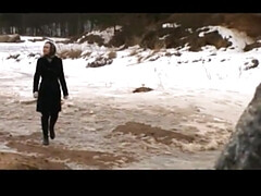 college girl peeing outdors in the snow