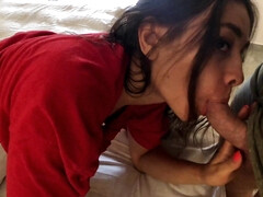 Amateur, Gros seins, Sucer une bite, Brunette brune, Branlette thaïlandaise, Fait maison, Pov, Russe