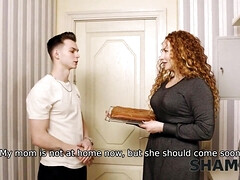 デカパイ, カップル, 指いじり, なめる, オマンコ, 赤毛, タトゥー, オッパイの