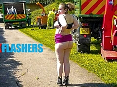 Enthousiasteling, Brits, Dik, Flashing, Masturbatie, Orgasme, Openbaar, Speelgoed