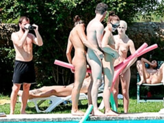 Horny girls getting fucked by the pool