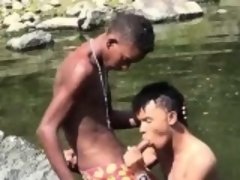 Noire, Sucer une bite, Homosexuelle, De plein air
