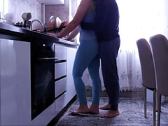 Enthousiasteling, Sperma, Huisgemaakt, Keuken, Naakt, Orgasme, Kut duiken, Tiener