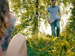 Grosser arsch, Blasen, Paar, Hardcore, Lecken, Im freien, Muschi, Titten